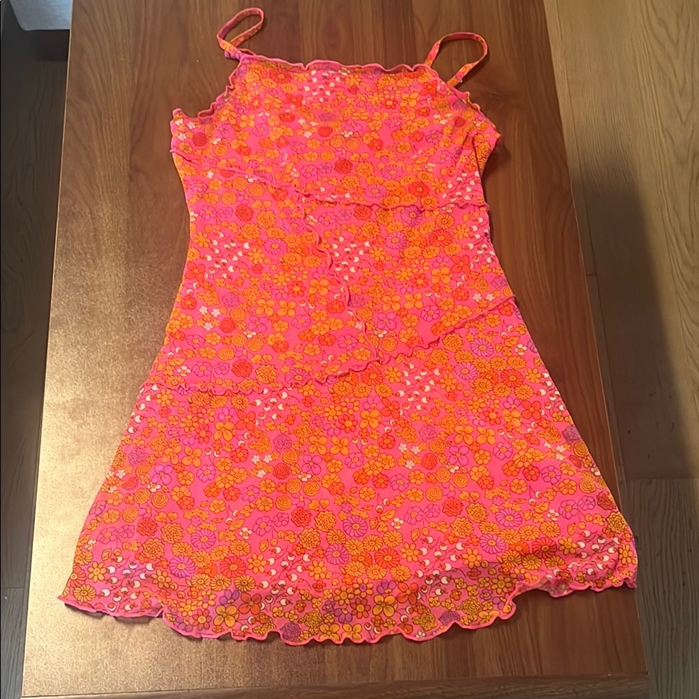 Wild Fable Orange Pink Mini Sundress Sleeveless
